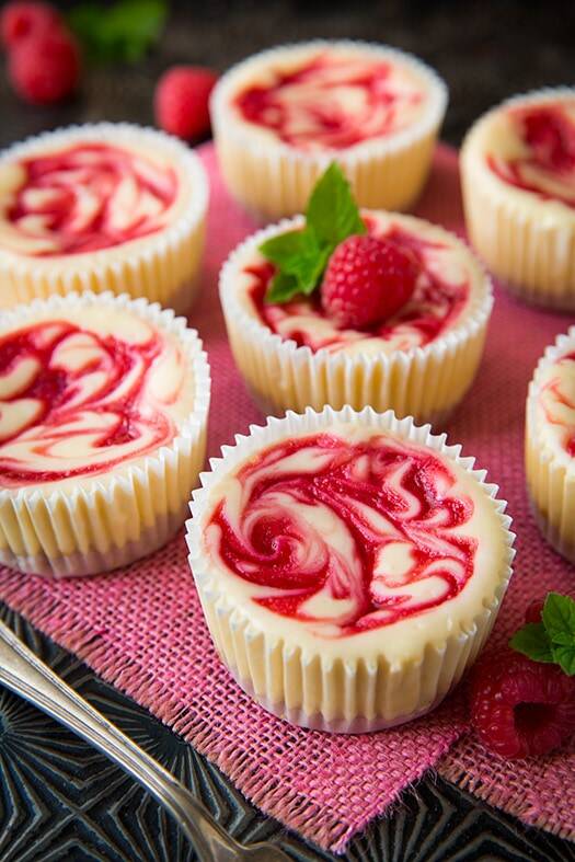  Raspberry Swirled Mini Cheesecake